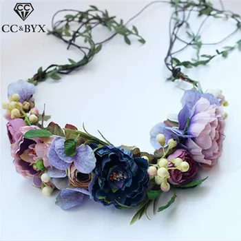 

CC Garland Flower Crown Tiara Engagement Wedding Hair Accessories For Bride Women 100% Handmade Hairwear Yarn Wholesale DIY at46