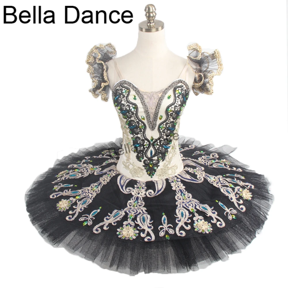 La Esmeralda Variation YAGP Cometiton Professional Ballet Tutu Women Black Gold Roymanda Classical Pancake Tutu AdulBT9094