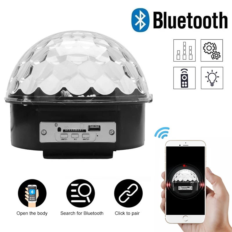 Светодиодный хрустальный магический шар беспроводной Bluetooth динамик светильник MP3 музыка Хрустальный Декор лампы проектор вечерние KTV DJ бар автомобильный светильник ing