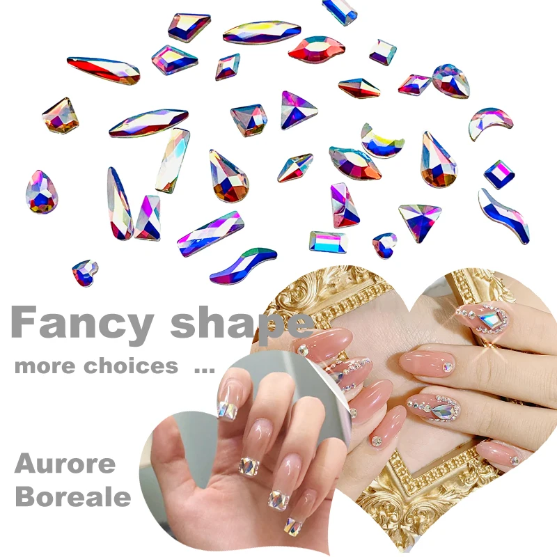 20 Pcs Nail Shape Rhinestones Drop Rectangle Heart Colorful Charm AB Fancy Rhinestone Crystal For DIY Art | Красота и здоровье