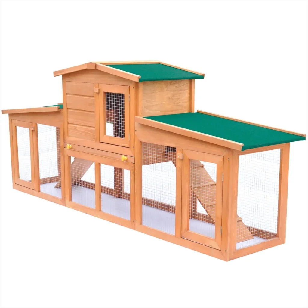 VidaXL grand clapier pour lapin poulailler Cage cobaye furet maison W/ 2  étages courir grand extérieur ménage Cage animaux maison