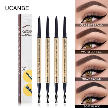 

UCANBE 4 Colors Exquisite Eyebrow Enhancers Pencil Makeup Smooth Fine Sketch Natural Eye Brow Waterproof Lasting Pen with Brush
