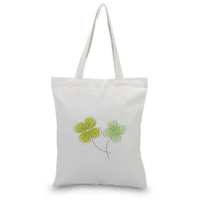 Клевер Холст сумка текст DIY хозяйственная сумка печать индивидуальный логотип для печати повседневное использование Складная Сумочка Многоразовые
