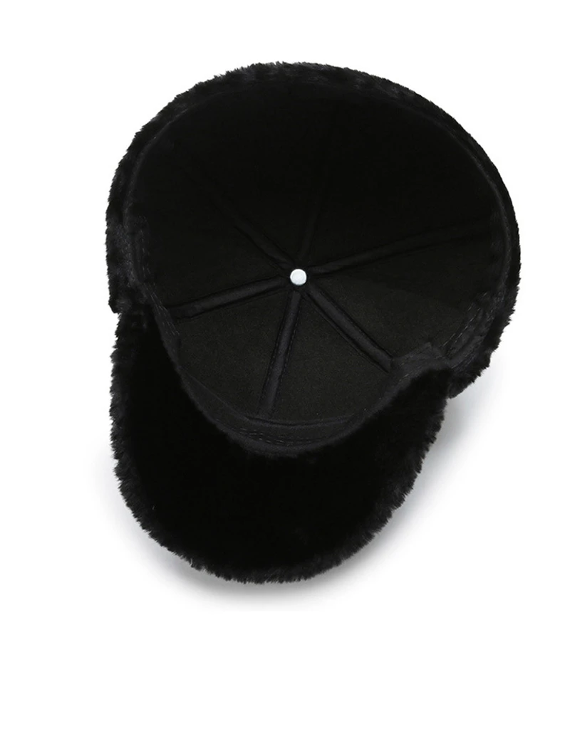 Черные пу кожаные зимние шапки Snapback наушники бейсболка для мужчин на открытом воздухе плюс бархат утолщение мужские шапки и шляпы размер 58 см