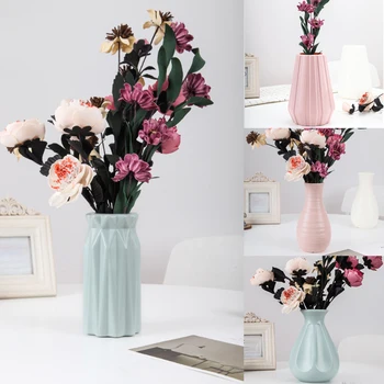 

Nordic Style Plastic Vase Imitation Ceramic Flower Pot Flower Basket Flower Vase Desktop Home Decoration