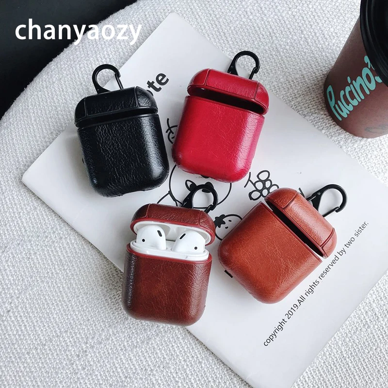 

Business Earphone Case For Apple Airpods 2 1 Strap PU Leather Bluetooth Headphone Air Pods Cover Case Pouch AirPod Accessories