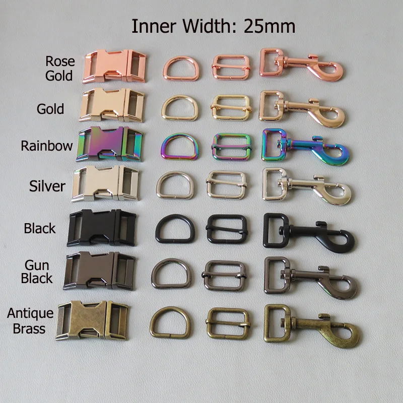 

25mm Webbing Strong Metal Belt Buckle Strap Slider D Ring Snap Clip Hook For Pet Dog Collar Leads Lock Lobster Clasp Accessories
