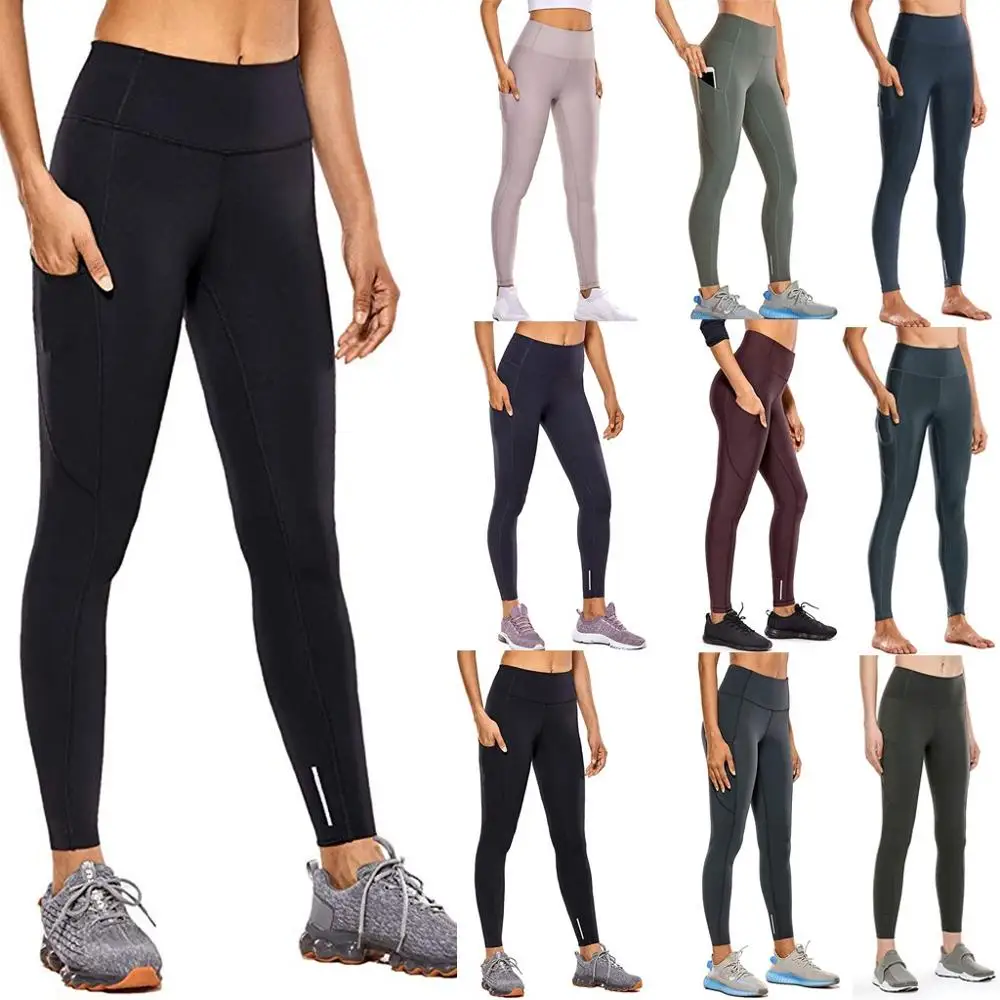 

9 Colors Women's High Waist And Tight Fitness Stretchy Fitness Pants Nude Hidden Pocket Pants Elastic Slim Pants 2020