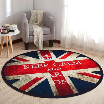 

British Flag Pattern Round Carpet Soft Carpets for Living Room Anti-slip Rug Chair Floor Mat for Home Decor Kids Room