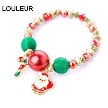 Счастливого Рождества очаровательные браслеты из бисера Камень женские браслеты Санта Клаус Снеговик Снежинка женские браслеты подарки