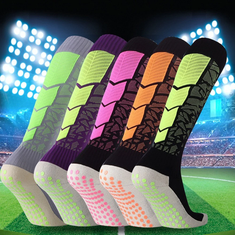 

New 3 pairs Non-Slip Wear-Resistant Football Socks Thick Bottom Dot Rubber Socks Wear-Resistant Long Tube Sports Hiking Socks