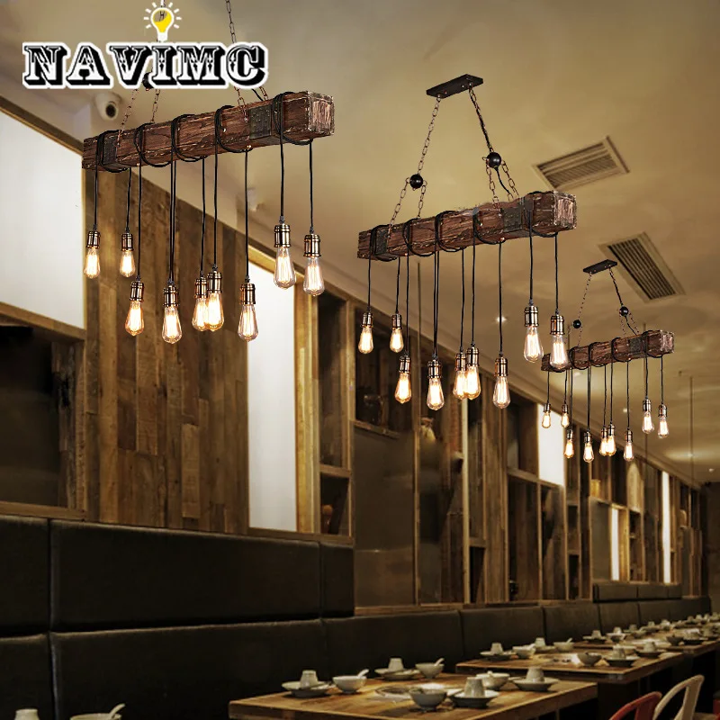 

Vintage Loft Decorative Wooden Lamp for Cafe Bar Bedroom Restaurant Decoration