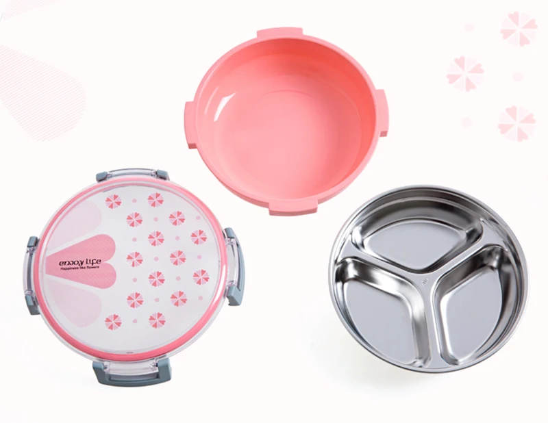 TUUTH Healthy Plastic & Stainless Steel Food Container Portable Lunch Box Camping Picnic Food Fruit 3 Grids Container Storage Box2