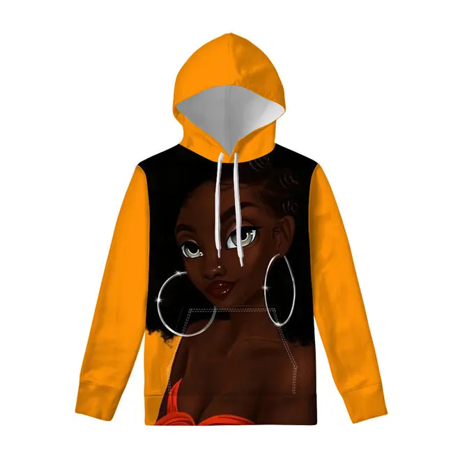 FORUDESIGNS/черная девушка Волшебная Женская мода с длинным рукавом Толстовка Harajuku джемпер пуловер с капюшоном топы повседневное Свободное пальто - Цвет: YQ4075Z72