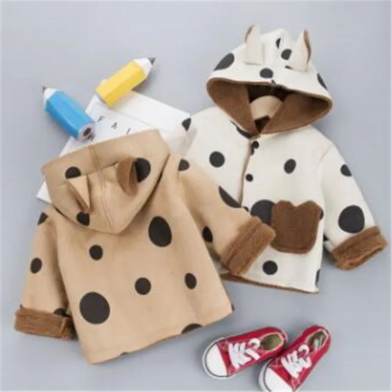 

F Autumn Winter Ears Hooded Jacket for Newborn Baby Warm Coat Outerwear Children's Boy Girls Fuzzy Clothing Clothes Jackets 0-3T