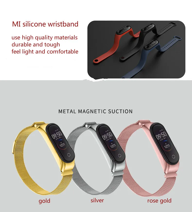 Для mi band ремешок для mi band 3 4 часы браслет из нержавеющей стали ремешок Смарт часы Сменный ремень для mi band 4 3 ремешок