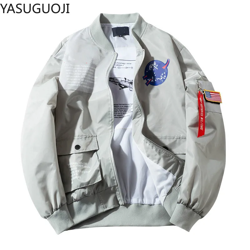 YASUGUOJI Spring SPACE SHUTTLE MISSION Thin MA1 Bomber Jacket Men Hip Hop US Air Force Pilot Flight Korean College Mens Jacket YASUGUOJI Spring SPACE SHUTTLE MISSION Thin MA1 Bomber Jacket Men Hip Hop US Air Force Pilot Flight Korean College Mens Jacket