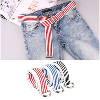 

New Canvas Belt Female Double Ring Buckle Students Simple Wild Denim Decorative Belts Male Trend Fashion Waistband Women Men