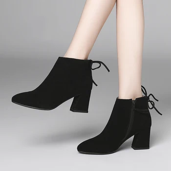 

2018 Autumn and Winter New Bare Boots Sleek Minimalist Design Ladies Boots Frosted Leather Personality Women's Boots