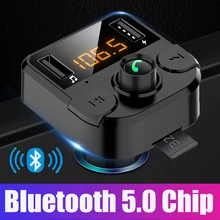 JINSERTA Bluetooth 5,0 Fm передатчик автомобильный комплект MP3 модулятор автомобильное зарядное устройство двойной USB с светодиодный решетчатый экран режим эквалайзера