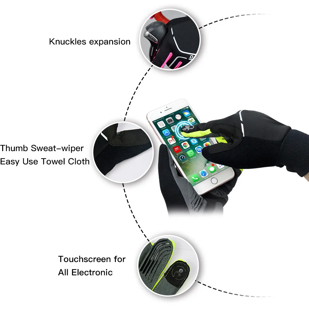 DAREVIE Cycling Gloves Full Finger Touch Screen Windproof Cycling Gloves Shockproof GEL Pad Non-Slip Breathable MTB Bike Glove 4