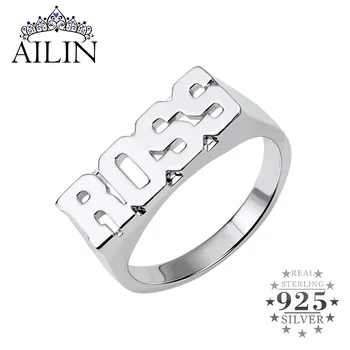 

AILIN 925 Sterling Silver Personalized Rings For Women Men Custom Letter Year Name Ring Customized Best Friends Hip Hop Jewelry