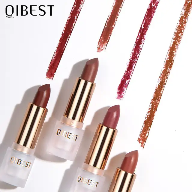 QIBEST Waterproof Lipstick Long Lasting Matte Lip Makeup 11 Colors Velvet Red Lip Tint Cosmetics Nude