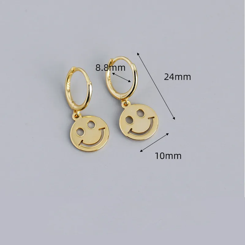 WOOZU Real 925 Sterling Silver Cute Lucky Smiley Face Pendant Dangle Earrings for Fashion Party Office Jewelry Accessories Gifts - Image 2