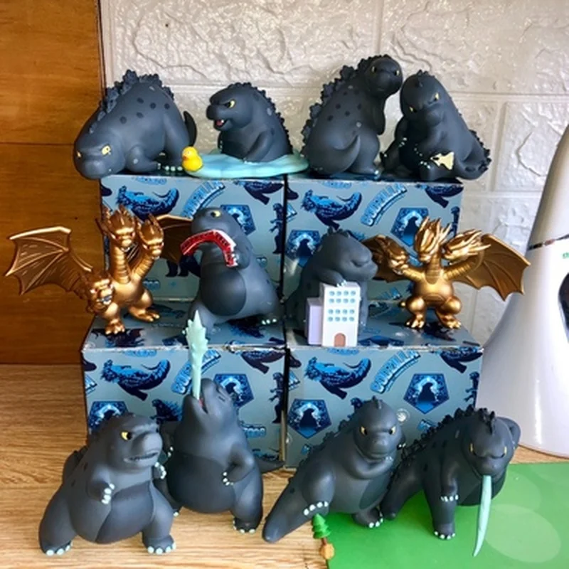 

Random one 1pcs godzilla cute Blind box King of monsters Q version PVC action figure with box collection model doll 8CM