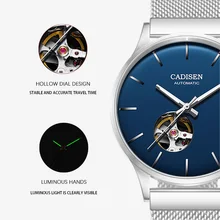 

CADISEN New Top Luxury Mens Watches MIYOTA 82S0 Movement High End Skeleton Business Clock Stainless steel Blue Watch