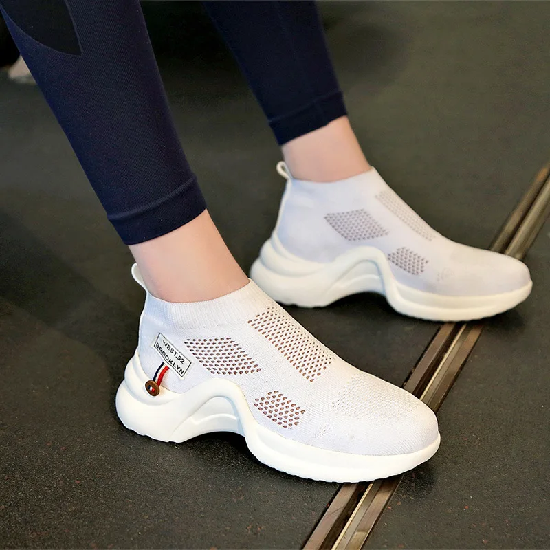 

2018 Summer New Style Hight-top Breathable Korean-style Sports Casual Elasticity wa zi xie Ulzzang Versatile Shoes Women's Fashi