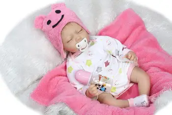 

Reborn Baby Doll 55cm 22inches Lifelike Sleeping Newborn Girl Soft Silicone Vinyl Magnetic Toy Realistic Children Birthday Gift