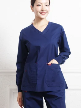 

Classic Medical Nurse Uniform Winter Scrub Set Hospital Work Uniforms Doctor Long Sleeve OR Scrub Suits for Women Dentist Wear