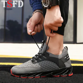 

Fly Weaving Running Shoe Breathable Men's Sneakers Blade Sport Shoes Men Jogging Shoes Summer Low Top Shoe Gray Running Shoe C13