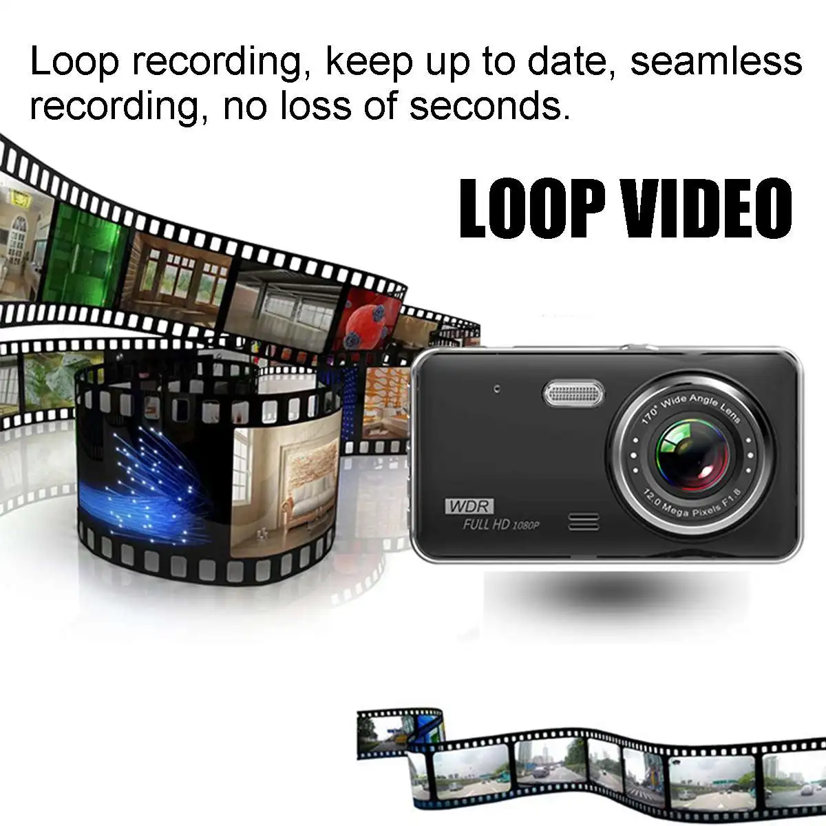 4-дюймовый 1080P 170 ° широкоугольный Двойной объектив мониторинг парковки Видеорегистраторы для автомобилей Дисплей и задние Камера Запись вождения Cecorder