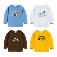Осенняя детская одежда; коллекция года; футболка в Корейском стиле для мальчиков; Хлопковая универсальная рубашка с длинными рукавами и рисунком для мальчиков