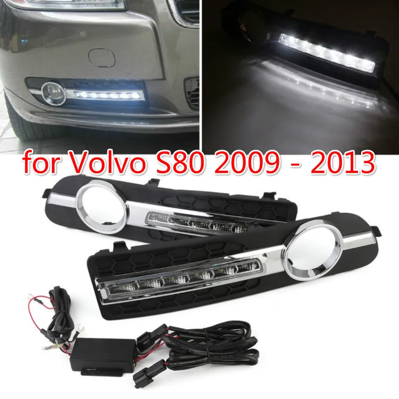 2 шт. автомобильный Стайлинг для Volvo S80 2009-2013 Светодиодный дневной светильник DRL Дневной ходовой светильник s Дневной светильник желтый указатель поворота