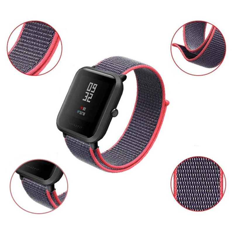 Amazfit Bip Pace ремешок для часов Brecelet нейлоновый ремешок 20 мм для Amazfit GTS Bip умный ремешок нейлоновая петля Тканые часы для