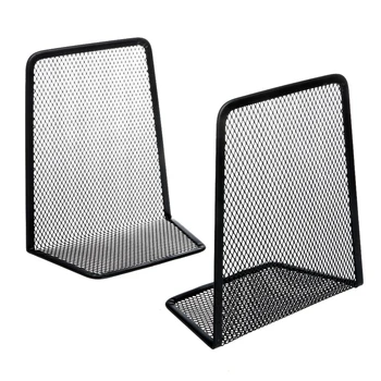 

1 Pair Metal Mesh Desk Organizer Desktop Office Home Bookends Book Holder Black