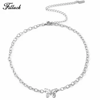 

Filluck Exquisite 925 Sterling Silver Butterfly Necklace INS Niche Simple Choker Party Necklace for Women Jewelry Charm