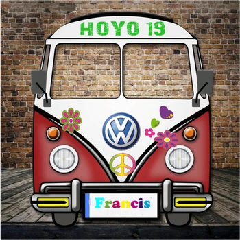 

8x8FT Vintage Bus Car Bricks Wall Custom Backgrounds Photo Studio Backdrops Vinyl 240cm x 240cm