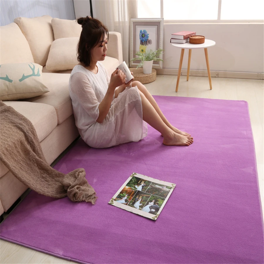 Living Room Coral Fleece Carpet Sofa Coffee Table Rugs Kid's Bedroom Non-slip Soundproof Balcony Bay Window Mat