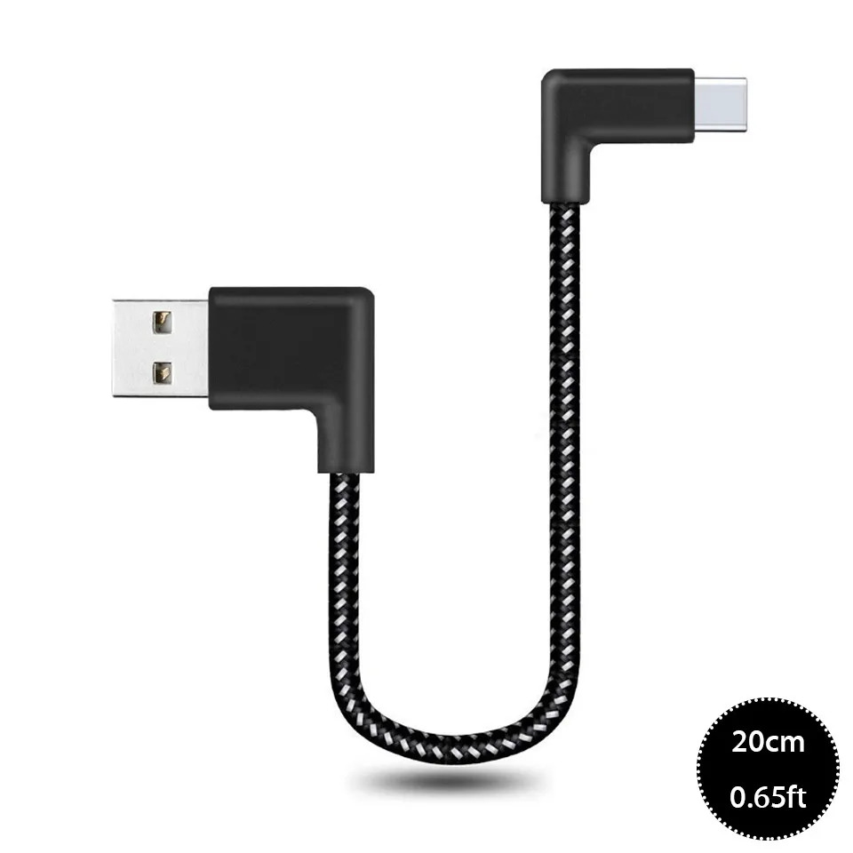 

20cm/0.2m Short 90 Degree USB Type C Charging Cable L Shape USB-C Phone Charger Cabel For Samsung A3 A5 A7 2017 Huawei P20 Pro