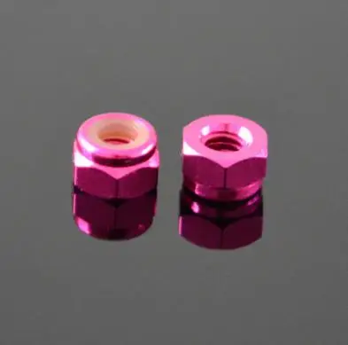 Rose red 10 шт./лот M2 M3 M4 M5 красочные заклепки гайки Нейлон Скольжения Замок гайка алюминиевый сплав самоблокирующиеся шестигранные гайки - Цвет: Rose red