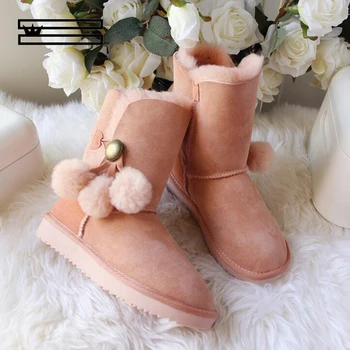 

SHUANGGUN High quality 100% genuine leather children boots 2019 New girls boots waterproof snow boots kids winter shoes