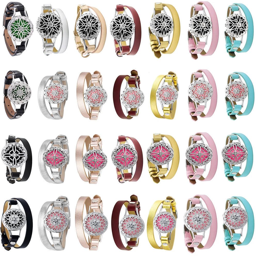 26mm leather stainless steel bracelet esstenial oil bangle-6