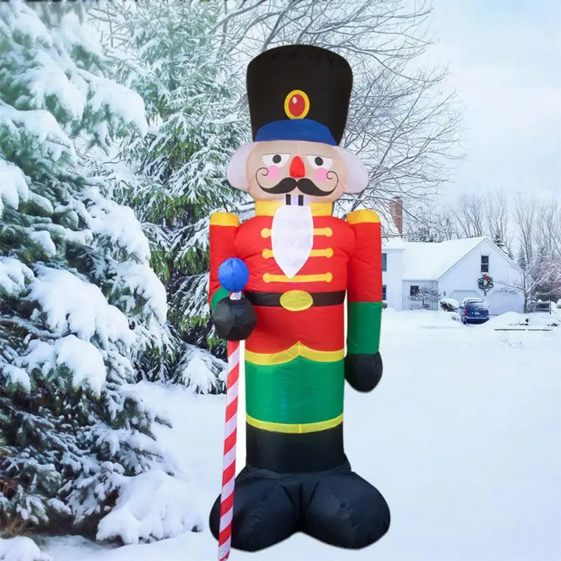 Christmas Inflatable Nutcracker Soldier Outdoor Decorations Light Up Inflatable Santa Claus