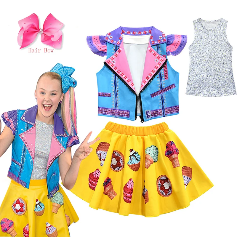 Комплект для маленьких девочек JoJo Siwa одежда пальто без рукавов жилет топ юбка