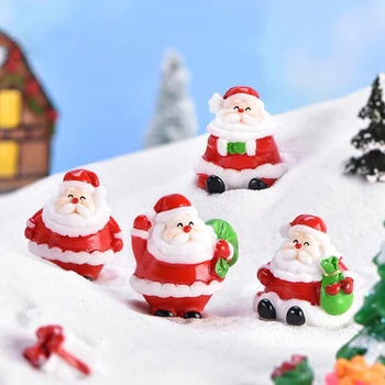 

4pcs/lot Santa Claus Snowman Tree DIY Figurines Home Decoration Mini Resin Christmas Decoration