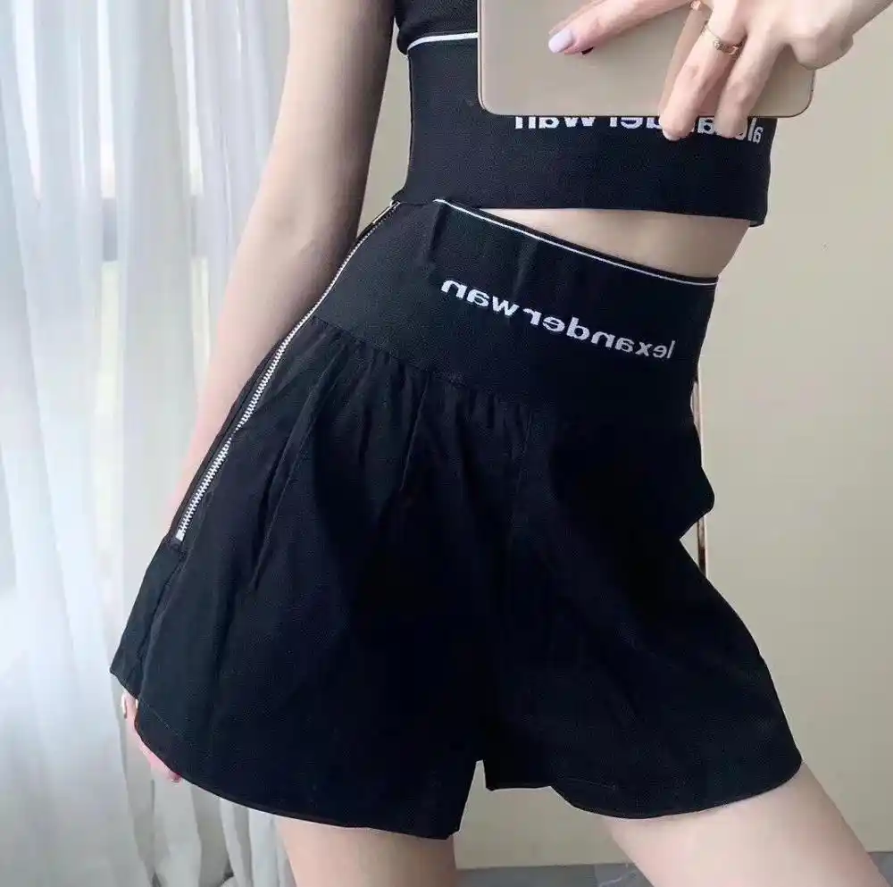 black high waisted baggy shorts